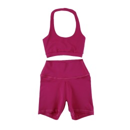 Order women's tight sportswear, rose red yoga suit, fitness suit, large U collar TF080 Order women's tight sportswear, rose red yoga suit, fitness suit, large U collar TF080